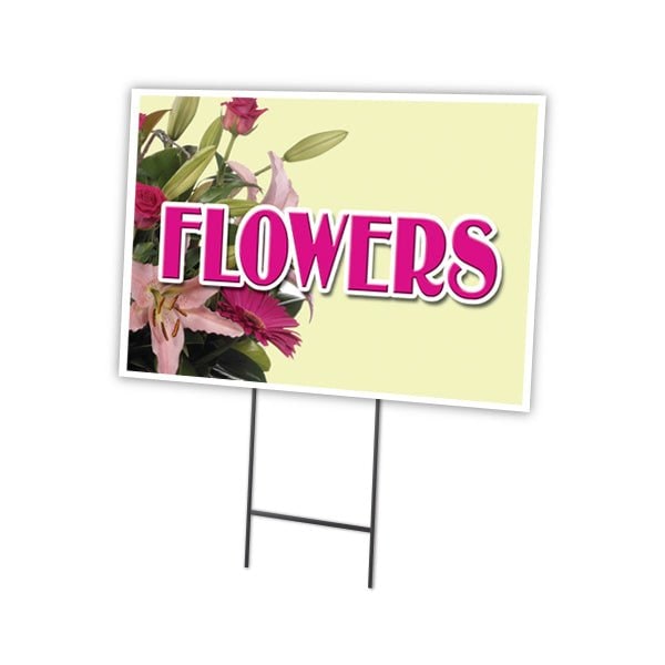 Signmission Flowers Yard Sign & Stake outdoor plastic coroplast window, C-2436 Flowers C-2436 Flowers - main